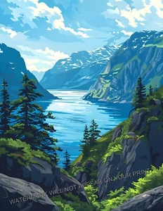 Kenai Fjords National Park, Alaska Glaciers Wilderness Giclée Art Print 8,5X11 - Foto 1 di 2