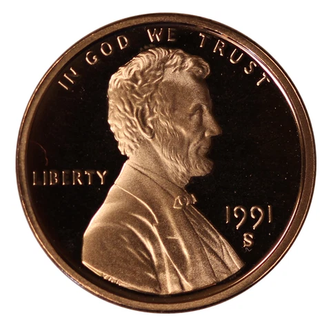 1991 -S Lincoln Memorial Cent Gem Proof Single Coin Cover