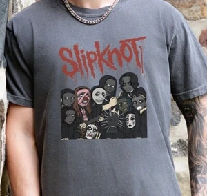 Slipknot Cartoon Art T-Shirt Heavy Metal on Vintage Black Comfort Colors Tee - Picture 1 of 7