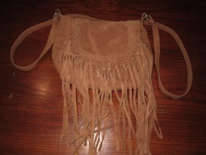 American Eagle Outfitters Boho Genuine Tan Suede Leather Small Crossbody Bag - Picture 1 of 8