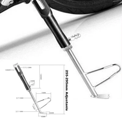 Universal Black CNC Moped Scooter Kickstand Side Stand Post Leg 255-295mm 1pcs — 第 1/4 张图片
