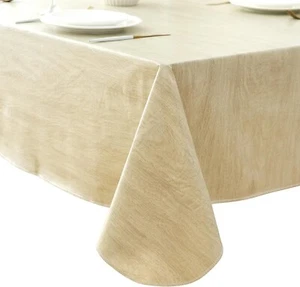 Vinyl Tablecloth with Flannel Backing, Champagne, Waterproof, Stain-Resistant... - Picture 1 of 9