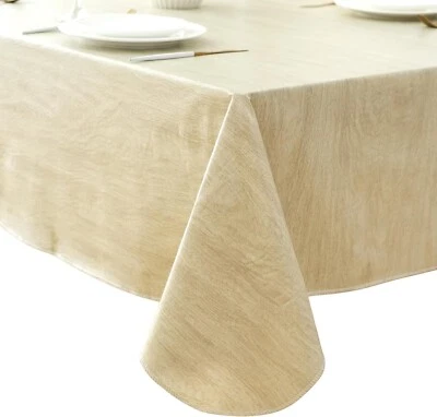 Vinyl Tablecloth with Flannel Backing, Champagne, Waterproof, Stain-Resistant... - Image 1 of 4