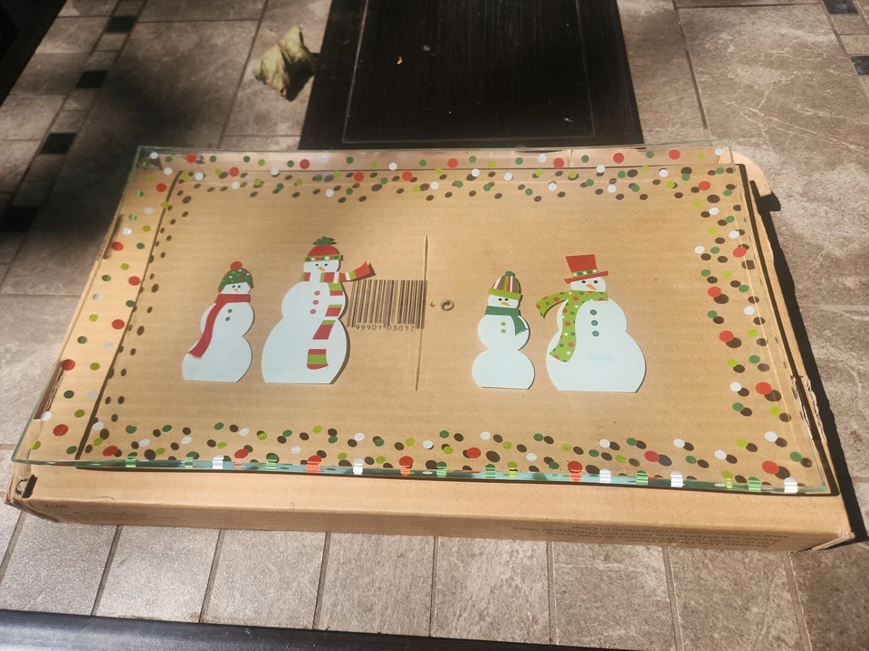 The Pampered Chef Christmas Snowman Dots Divided Platter New In Box Model 3012 - Image 1 of 4