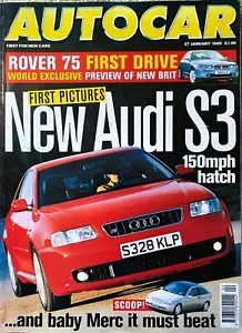 AUTOCAR MAGAZINE 27-JAN-99 - Rover 75, Peugeot 306 Rallye, Ford Mustang, Audi S3 - Picture 1 of 2