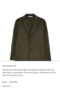 ZARA MENS WOOL BLEND COAT  NWT Orig. $129 Size L Olive Green 25" Ptp 5070 310 - Picture 1 of 4