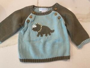 Janie and Jack baby boy Dino Triceratops Dinosaur sweater size 3-6 months.   A17