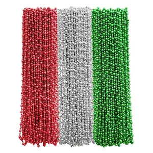 100Pcs Christmas Mardi Gras Beads Necklaces Bulk (7mm 33Inch), Green, Silver,... - Picture 1 of 5