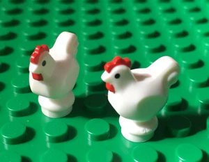 LEGO NEW 2 x Chickens White - (Rooster Hen Chick Bird Farm Animal) - 95342 x2 - Picture 1 of 2