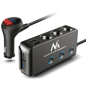 USB Zapalniczka samochodowa Gniazdo Rozdzielacz Potrójny adapter Ładowarka 12V 24V 4x Gniazda USB - Zdjęcie 1 z 10