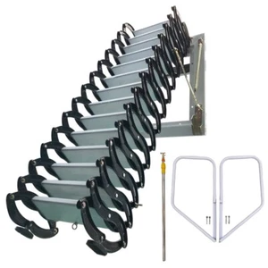 11.5ft Black Folding Loft Ladder Stairs Wall Mounted Pull Down 14 Steps 660lbs - Picture 1 of 12