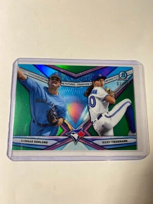 2021 Bowman Chrome Franchise Futures Green /99 Gunnar Hoglund Ricky Tiedemann - Image 1 of 2
