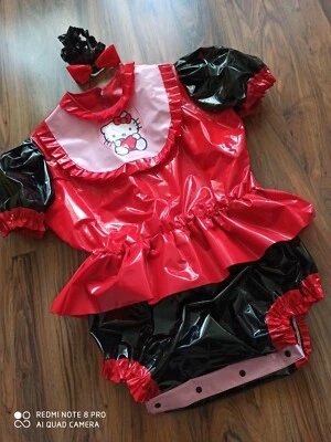 CHUPSAWELT Adult Baby Kleid BODY WINDELBODY Windelhose Sissy PVC LACK Diaper Plastik L-XL