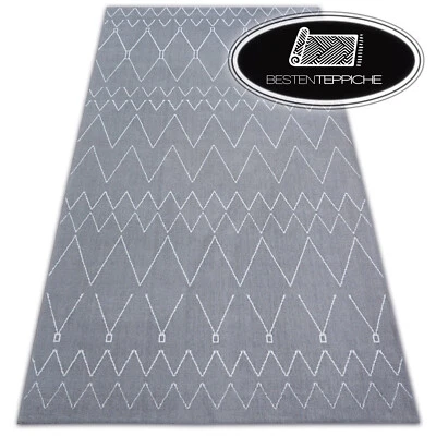 Modern Carpet " Scythe " Micro Silver White Zigzag Ethno Best Quality Microfibre - Image 1 of 4