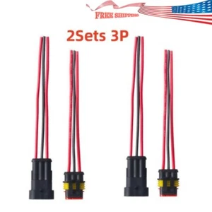 2 Set 18AWG 3 Way 3 Pin Plug Electrical Wire Connectors Waterproof  for Car Boat - Picture 1 of 9