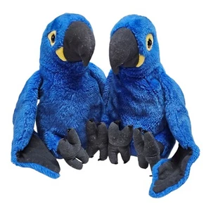 2 Wild Republic Plush Blue Hyacinth MACAW PARROTS Stuffed Animal Toys Bird READ - Picture 1 of 13