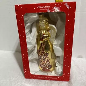 Glass Witch Poland Hand Painted Blown Glass ANGEL Ornament NIB - Picture 1 of 8