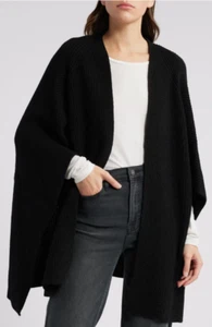 NEW AllSaints Travelling Rib Ruana Size Oz in black #S7085 - Picture 1 of 10
