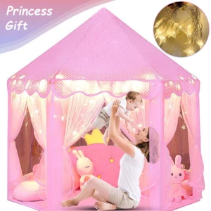 Girls Princess Castle Play Tent Large Indoor Outdoor Kids Playhouse Gift Pink - Picture 1 of 11