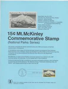 #SP307 pagina souvenir - 15 centesimi mt. McKinley. Scott #1454 Perfetto!!!! - Foto 1 di 1