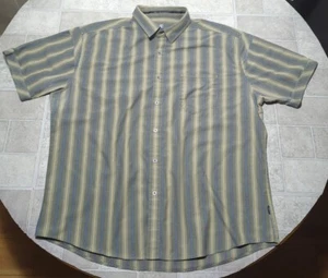 Kuhl Shirt Men's XXL Green Striped Cotton Blend Short Sleeve Button - Picture 1 of 4