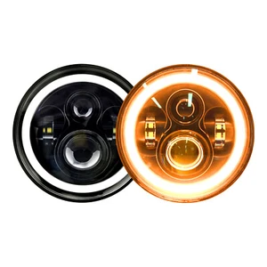 7'' Round Black LED Headlight High Low Beam Fit Fits Jeep Wrangler JK TJ Pair - Picture 1 of 10