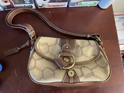 Bolso de Hombro Chaos Ralph Lauren Marrón Lona Con Borde de Cuero - Muy Bueno  Foto 1 de 4