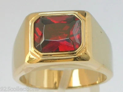 11 X 9 mm Solitaire January Red Garnet CZ Birthstone Men Ring Size 7-15 - Image 1 of 4