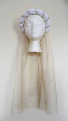 White & Gold Medieval Headpiece ,Custom made Headdress, Pick your head size - Image 1 of 2