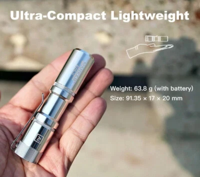 Mankerlight E05 II Silver AA 14500 Mini EDC Flashlight MAX 1300LM Torch Lighting - Image 1 of 4
