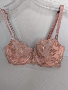 Victorias Secret Dream Angels Bra 34C Pushup No Padding BabyPink Lace Gold Gift - Picture 1 of 8
