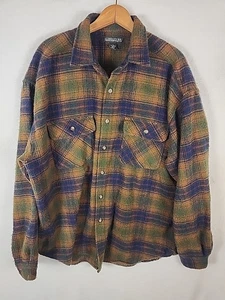 VINTAGE Structure Men's Size L Button Up Flannel Shirt Tartan Plaid Soft Outdoor - Picture 1 of 10