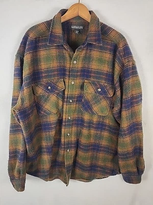 VINTAGE Structure Men's Size L Button Up Flannel Shirt Tartan Plaid Soft Outdoor - Image 1 of 4