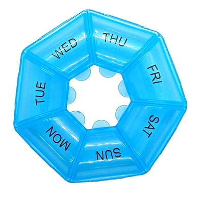 ROUND 7 DAY PILL BOX ORGANIZER FOR MEDICINE TRAVEL CASE HOLDER WEEKLY - Image 1 of 4