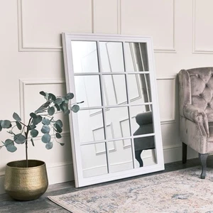 Large Matte White Window Mirror 130cm x 95cm country rustic boho farmhouse - Picture 1 of 4