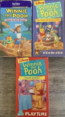 Lot Of 3 Winnie The Pooh VHS Tapes Rescue, Cheers, & Party Disney Set ACCEPTABLE - Image 1 of 4