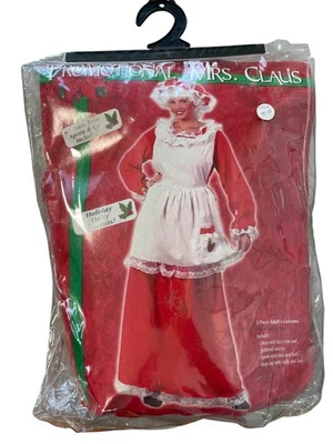 Fun World Promotional Mrs Claus Costume Adult Size 2-14 Red White Lace Trim NEW - Image 1 of 4