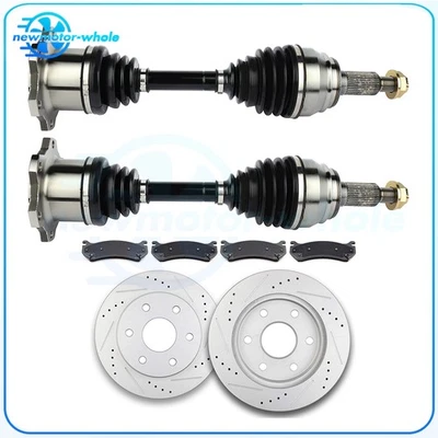 Front 2 CV Axles & 2 Brake Discs Rotors For 2002-2006 Cadillac Escalade Foto 1 de 4