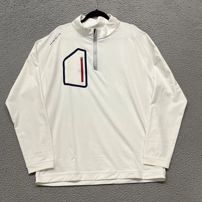 Pullover Peter Millar Para Hombres XL Blanco 1/4 Cremallera Golf Rendimiento Cuello Simulado Preppy Foto 1 de 4