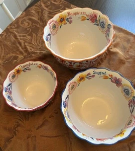Pioneer Woman Woodland Whimsy Stoneware Mixing Bowls Thanksgiving, Set of 3 - Picture 1 of 9