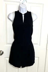 Rag & Bone New York Black Romper w/White Leather & Mesh Trim- size 4 - Picture 1 of 8