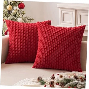  Weihnachten Überwurf Kissenbezüge weicher Cord 18" x 18" (2er Pack) rot - Bild 1 von 7