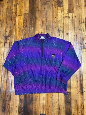 Vintage Surf Style Windbreaker Jacket One Size AOP Neon Rainbow 80s - Image 1 of 4