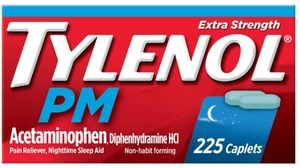 Tylenol PM extra starkes Paracetamol 500 mg Schmerzmittel & Schlafmittel, 225 Ct - Bild 1 von 2