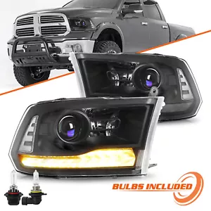 For 2013-2018 Dodge Ram 1500 2500 3500 Black Projector Headlights w/ LED DRL - Picture 1 of 7