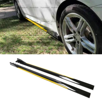 For Jaguar F-Type 86" Side Skirt Extension Rocker Panel Splitter Black Yellow Foto 1 de 4