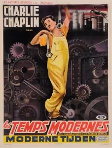 Original Vintage Charlie Chaplin Movie French Edition Poster MODERN TIMES 1955 - Picture 1 of 1