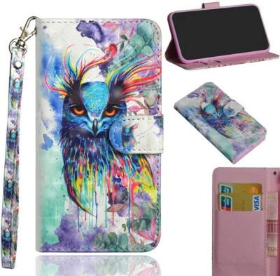 Nokia 2.4 Watercolor Owl Faux Leather Wallet Flip Case, Magnetic Stand, Strap - Image 1 of 4