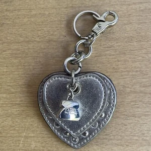 Vintage Kathy Van Zeeland Keychain Silver Studded Leather And Chrome Steel Nice! - Picture 1 of 5