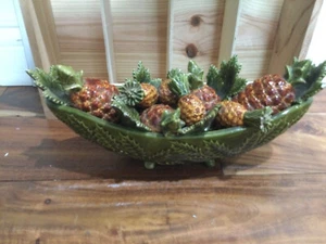 3D raised fruit ceramic Artist signed '64 fruit Bowl Christmas Centerpiece 12'' - Picture 1 of 12